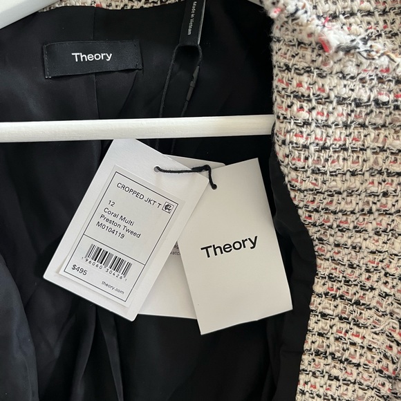 Theory NWT Tweed Cropped Jacket SZ12 - Picture 6 of 7